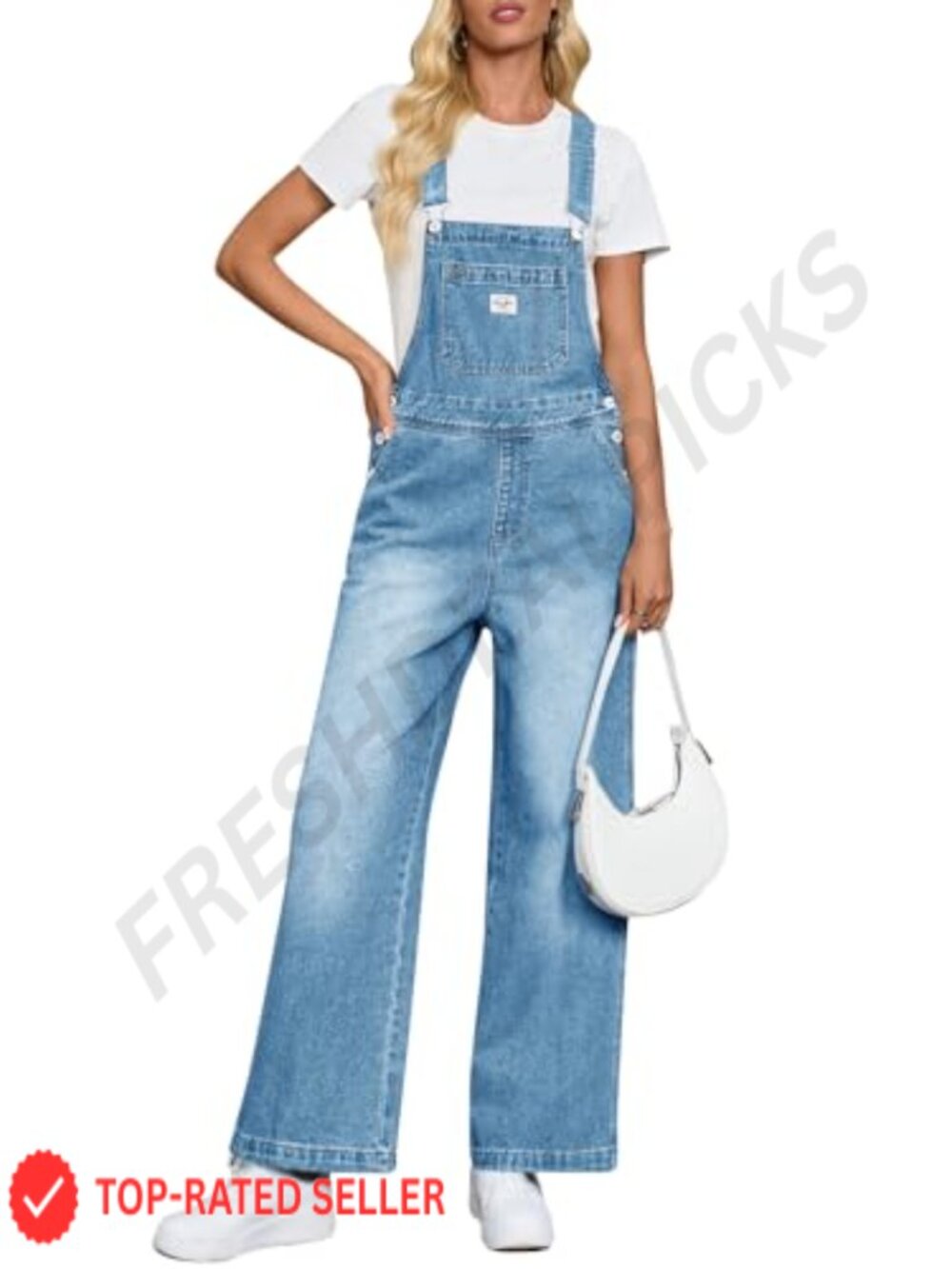 Womens Bib Jean Overalls Denim Long Rompers Casual Baggy Jumpsuit with Pockets